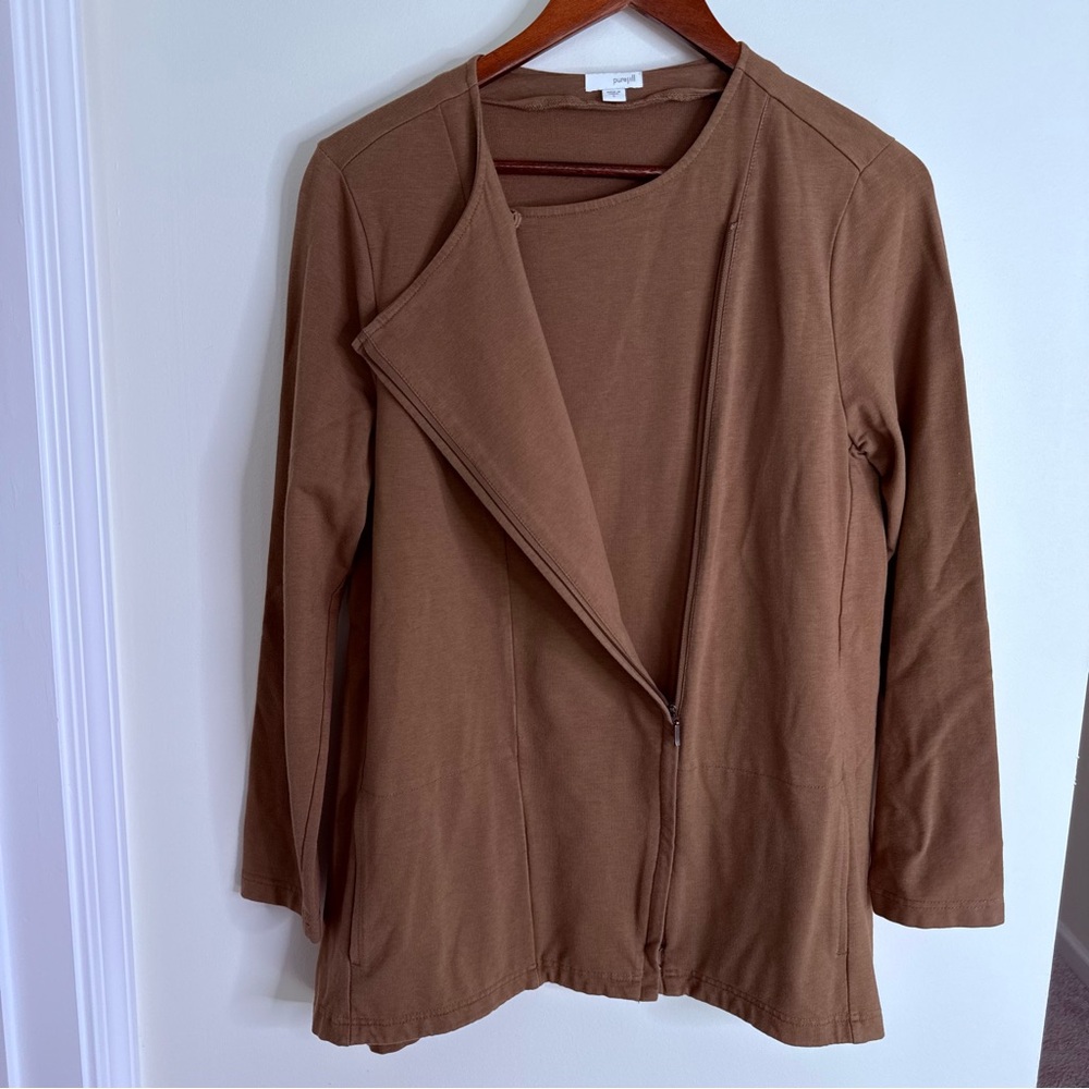 purejill J Jill Pima Cotton Modal Blend Asymmetrical Zip Jacket Size Small